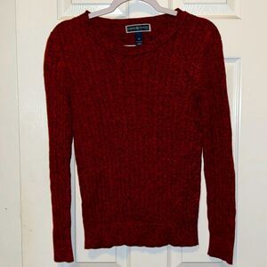 Karen Scott Red and Black Heather Woven Sweater Size XS